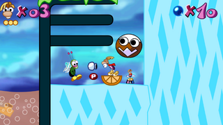 Rayman encountering a Moth, aswell as another variant of a Shuffle Bro.