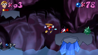 Rayman encountering a Plunger Ant for the first time in the third level of Caves of Serendipity.