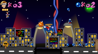 Rayman in the very first level of Neon Chateau.