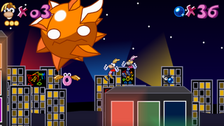 Rayman encounters a giant Prickly, also known as a Gigaprickly.