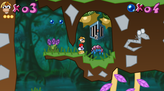 Electoons coming out of the broken cage, aswell as an easter egg of Ssssam the Watersnake from Rayman 2 The Great Escape.