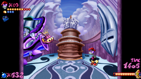 Rayman fighting Mr Sax in the True Boss Rush.