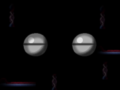 The background featuring B.A.D Machine's inactive eyes.