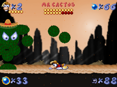 Mr Cactus attacking with his cactus bombs.