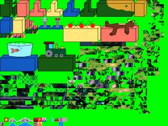 An early concept art of the tileset intended for Playtopia, which notably could have featured a fish in a bowl and a teddybear. Note the presence of the Rayman 2 cancelled prototype tiles, later used for Rayman ReDesigner.