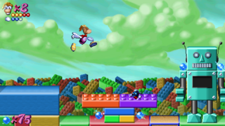 Early picture of Playtopia, showing a green background that wasn't featured in the final game.