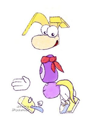 Fanart depicting Rayman and an electoon walking together, they have their Rayman 1 designs. The art style is cute.